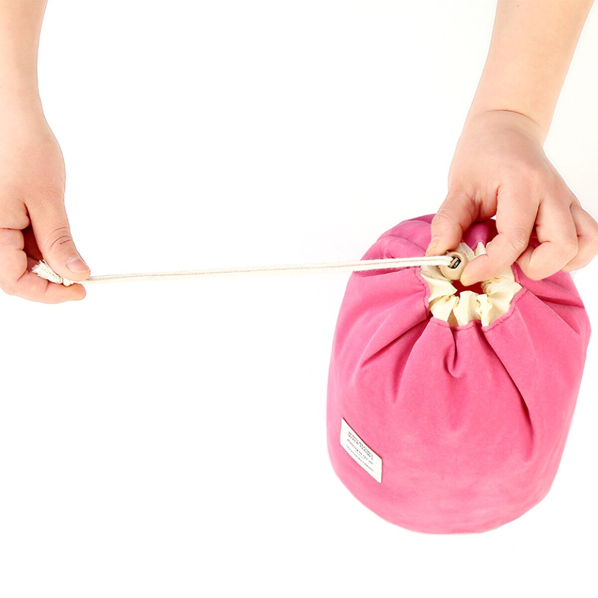 Flannel Cylinder Drawstring Storage Bag Large Capacity Convenient Travel Cosmetics Storage Bag