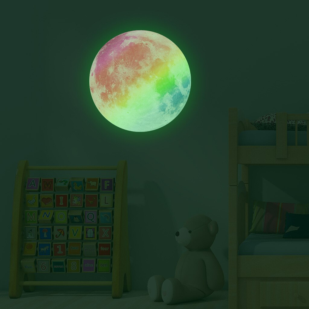 20cm Luminous Moon 3D Wall Sticker for Kids Room Bedroom Decoration Home Decals Glowing Wall Sticke Wallpaper
