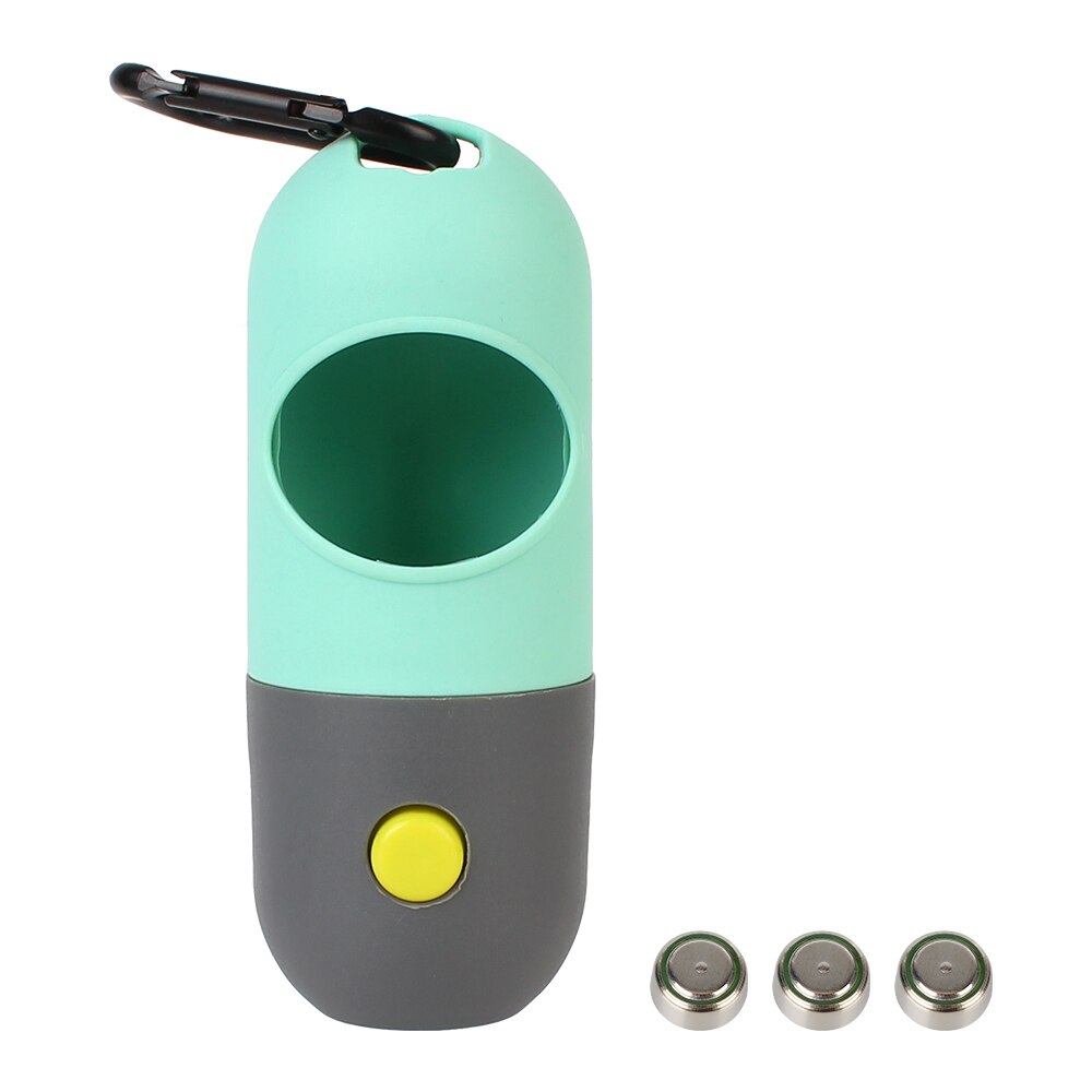Distributeur Portable de sacs à merde pour chiens, sac à ordures pour animaux de compagnie, en forme de Capsule, avec lumière LED, ramassage de toilette pour chiens, fournitures: green