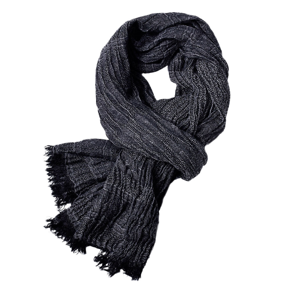KLV 1 Pza invierno hombres bufanda chal clásico flecos algodón mezcla borla de Color sólido largo suave cálido bufanda negro, azul marino, azul, caqui z1009