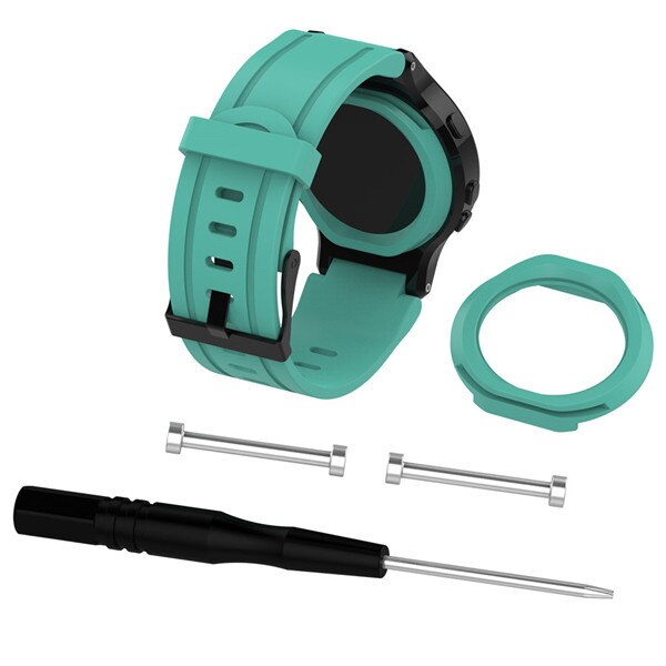 Siliconen Vervanging Polshorloge Band + Case Cover Voor Garmin Forerunner 225 horlogeband met tool Outdoor Sport bandjes Armband: Duck green