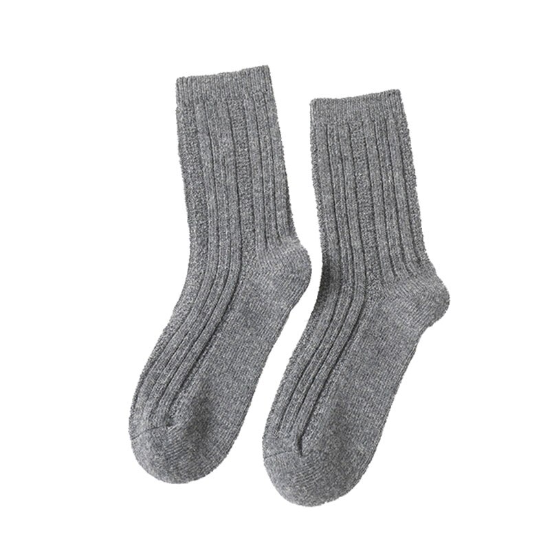 Damessokken herfst winter dikke wollen sokken ademend deodorant warm effen kleur casual dames katoenen sokken 2369: Donkergrijs