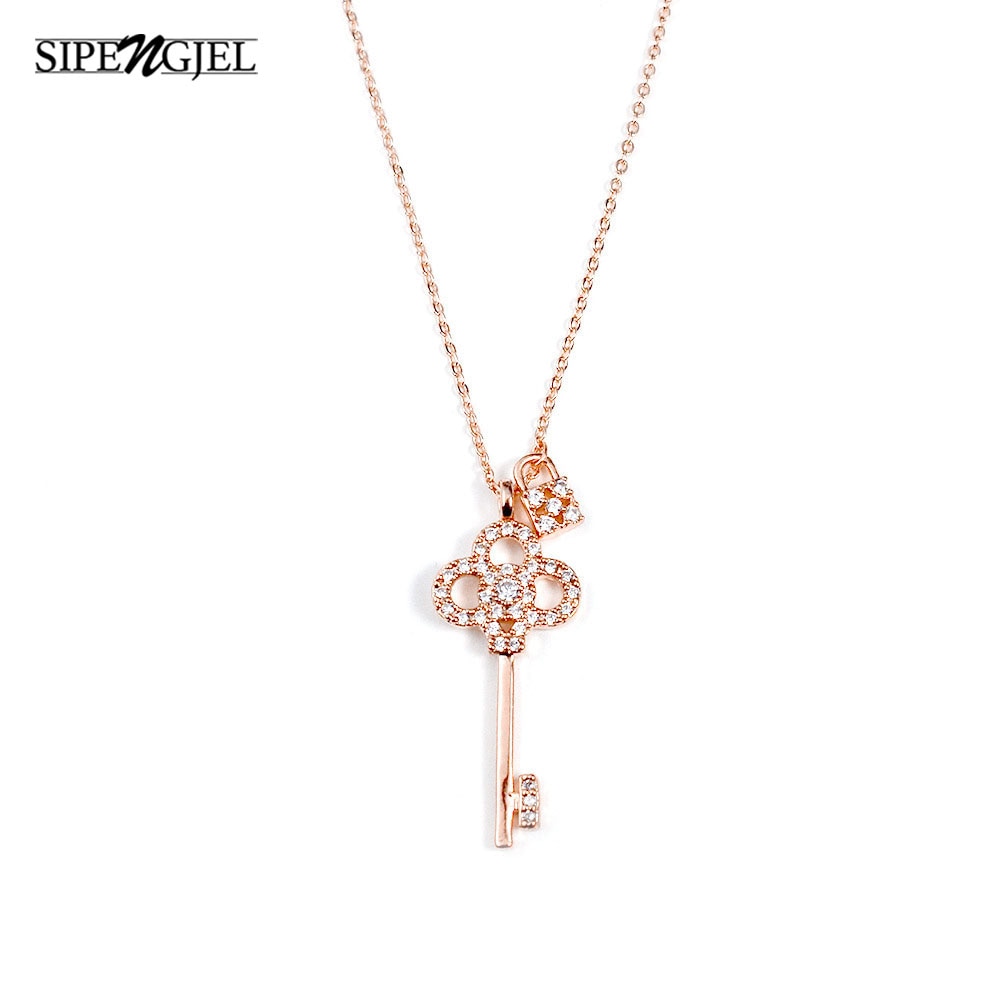 Sipengjel kubieke zirkonia prachtige sleutel hanger ketting gouden ketting choker ketting voor vrouwen sieraden