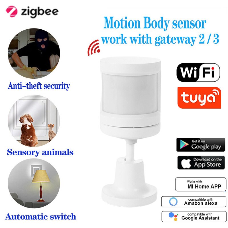 Tuya ZigBee PIR Sensor Human Body Movement Detect Low-power Passive Sensing Work With Gateway Motion Security Wireless Sensor