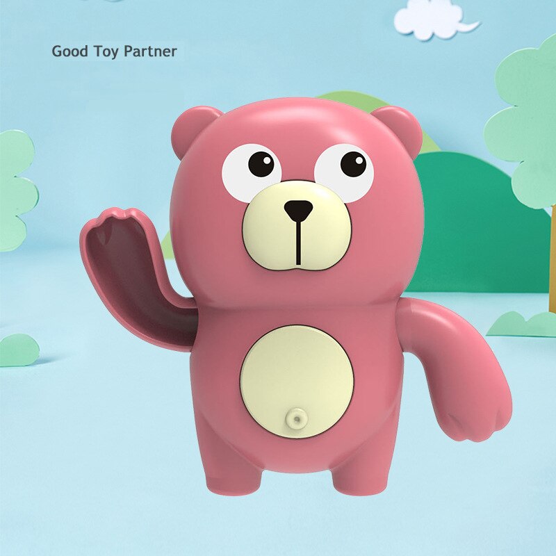 Summer Baby Bath Toys For Kids Boys And Girls Cute Animal Bear Shark Crocodile Clockwork Swimming Water Toys For Bathroom Beach: Pink bear-ST326M