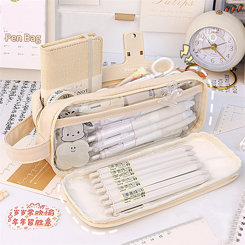 Transparent Pencil Case Trousse Portable Pencil Box Kawaii Fournitures Scolaire Waterproof School Pen Case Papeterie Japonaise