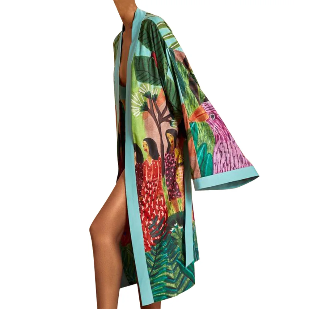 Kimono japonés tradicional para mujer, cárdigan largo tipo Kimono, cárdigan para Cosplay, blusa, camisa Yukata, vestido japonés femenino Haori Geisha: XL / Verde