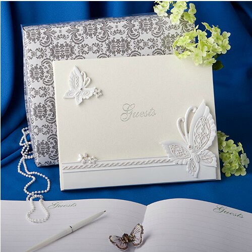 Witte Kleur Vlinder 50 Pagina 'S Bruiloft Gastenboek
