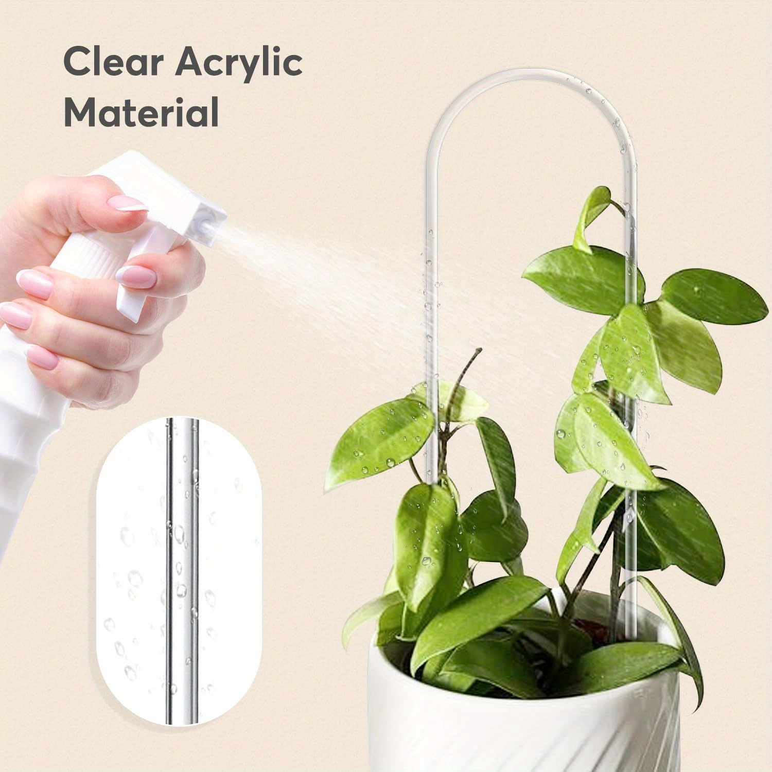 Cadre d'escalade en acrylique en forme de U, transparent et durable, adapté au support de pot de vigne et de fleur d'intérieur