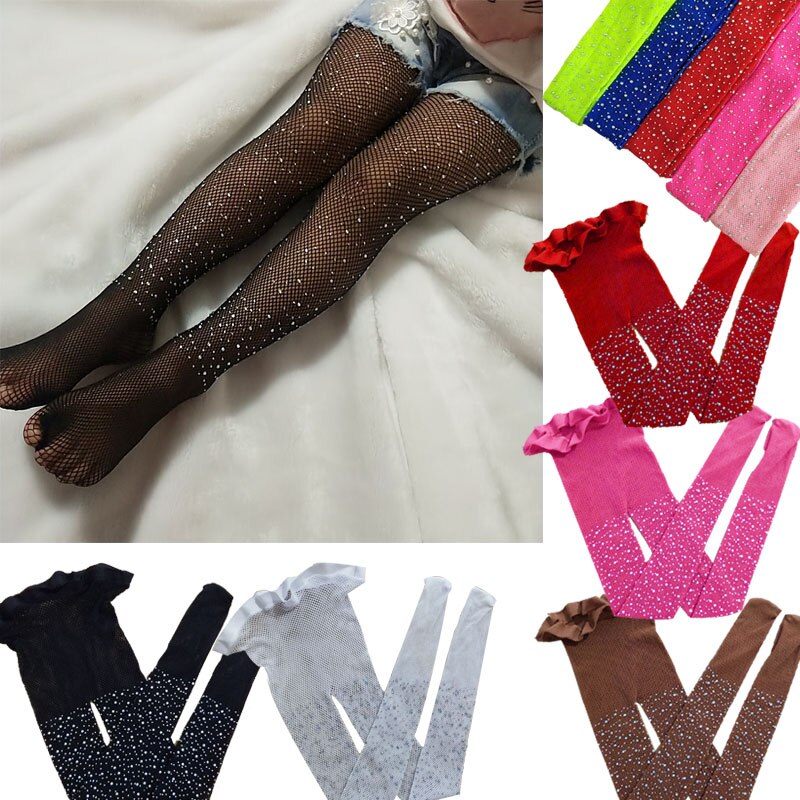 Kids Baby Meisje Strass Netkousen Kinderen Meisje Mesh Panty Pailletten Pearl Hollow Out Panty Meisje Kousen