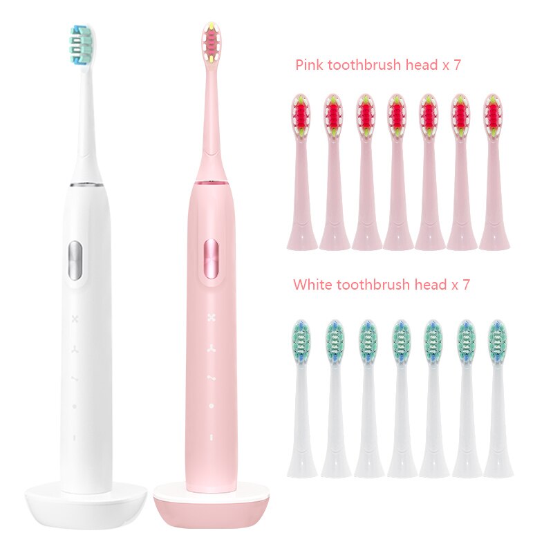 Cepillo de dientes eléctrico para adulto, cepillo de dientes eléctrico sónico con batería de 2000mAh para 90 días, carga USB, resistente al agua, 45000 veces/min