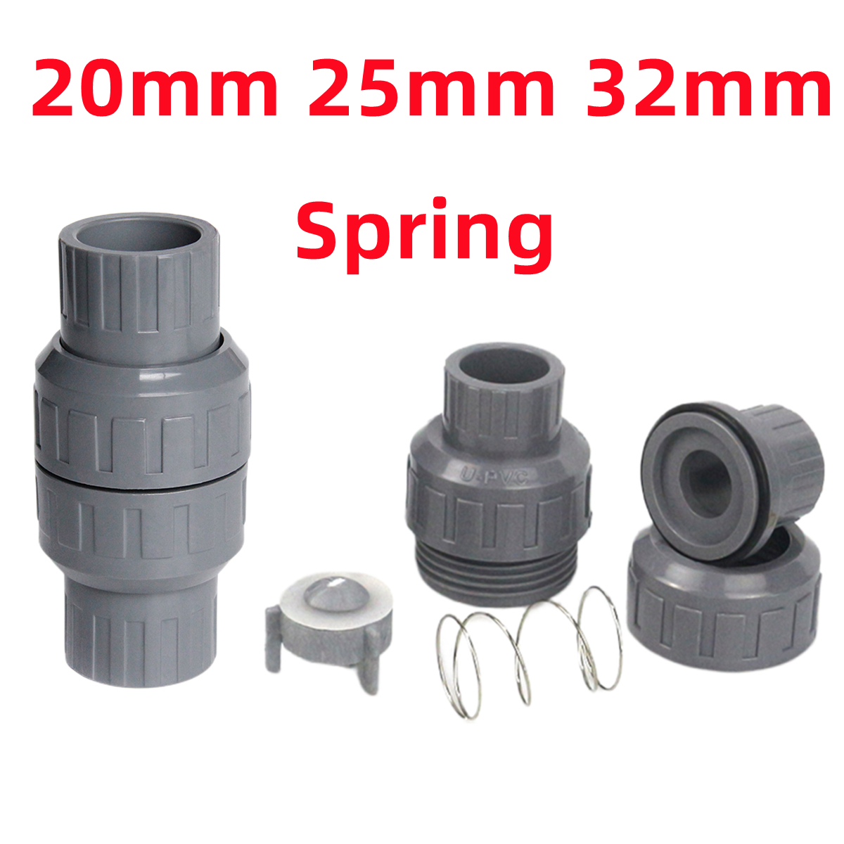 1PC PVC Terugslagklep 20/25/32/40/50mm Waterleiding Een Manier terugslagklep Grijs Aquarium Aquarium Tuin Irrigatie Pijp Gewrichten