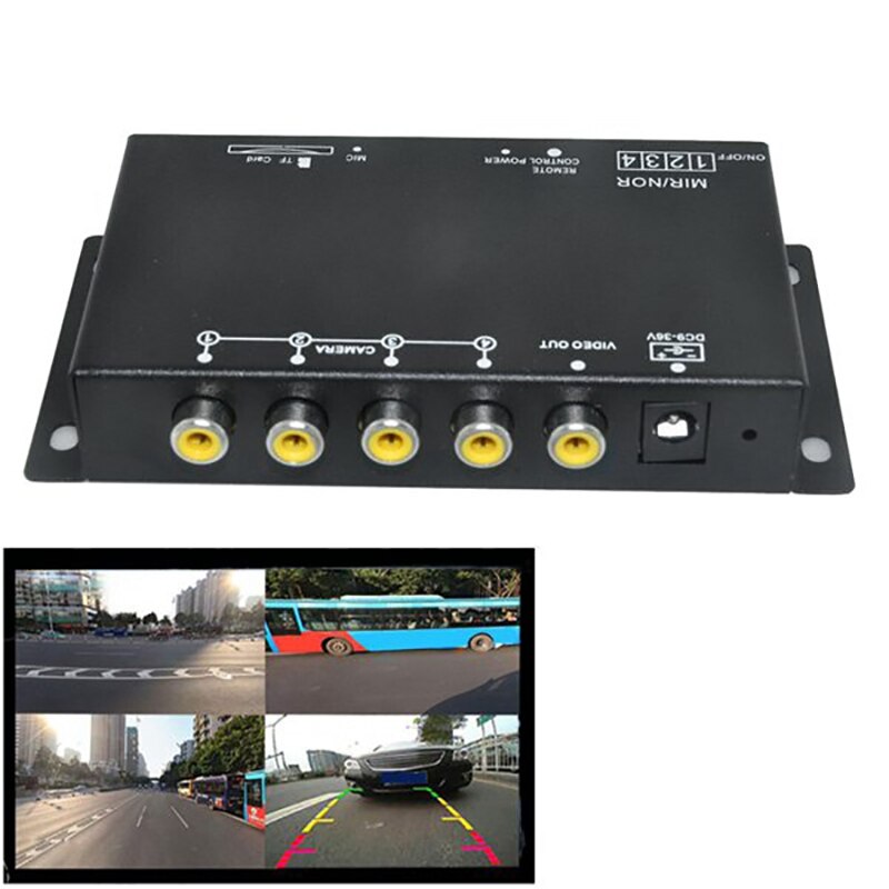 Car 4-Way Video Switch Parking Camera 4 View Image Split-Screen Control Box Trim: Default Title