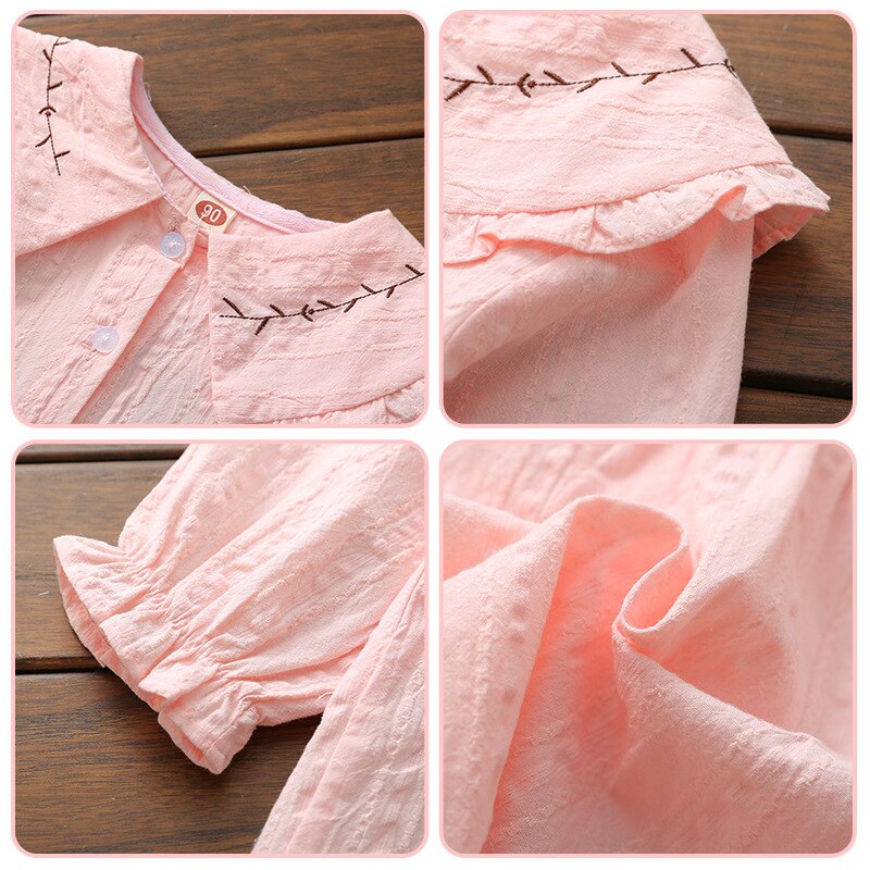 Kindershirts voor meisjes zomer witte blouses kinderverjaardagsshirts schooluniformen 4-16 jaar feestblouses