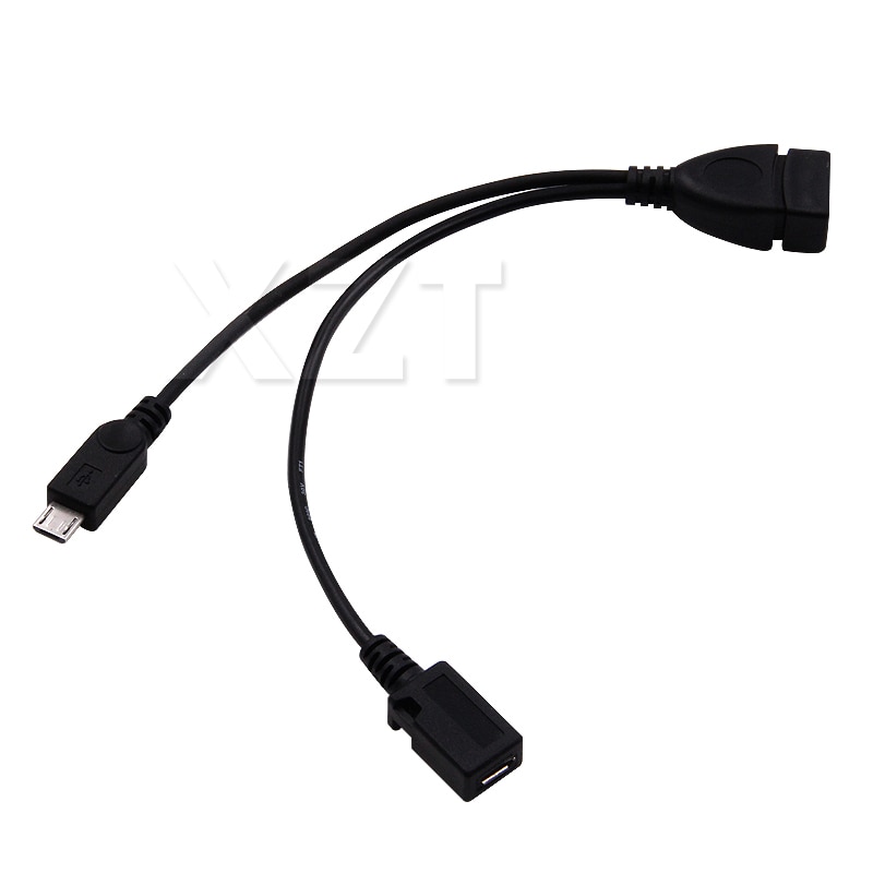 Newest 1 in 2 OTG Micro USB Host Power Y Splitter USB Adapter to Mirco 5 Pin Male Female Cable