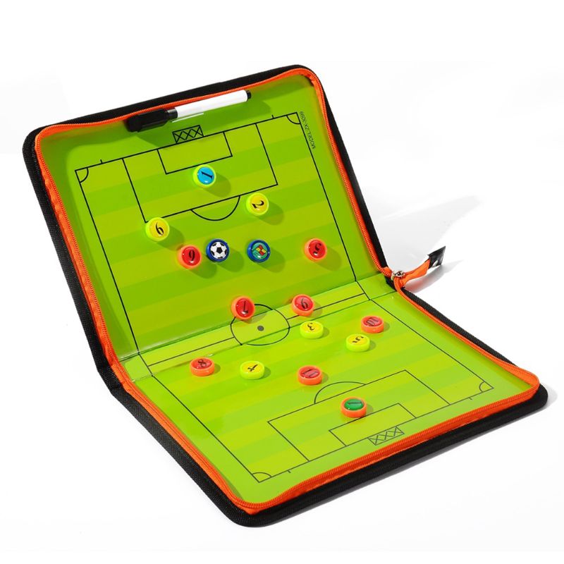 Football Soccer Magnetic Tactic Coach ClipBoard with Dry Erase Zipper and Marker