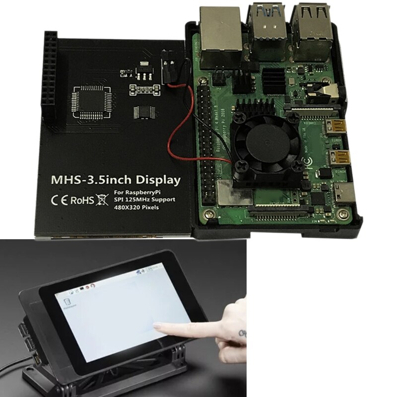Raspberry Pi 4 Touchscreen, 4 inch 60+fps 800x480 Resolution Raspberry Pi Touchscreen with Cooling Fan and Case