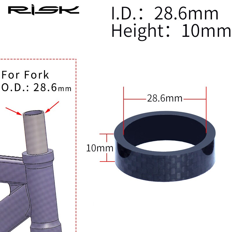 RISK MTB Road Bike Bicycle Headset Stem Carbon Fiber Washer 1-1/8" 28.6mm 1-1/4" OD2 Stem Front Fork Adjustment Spacer: 1pc 10mm
