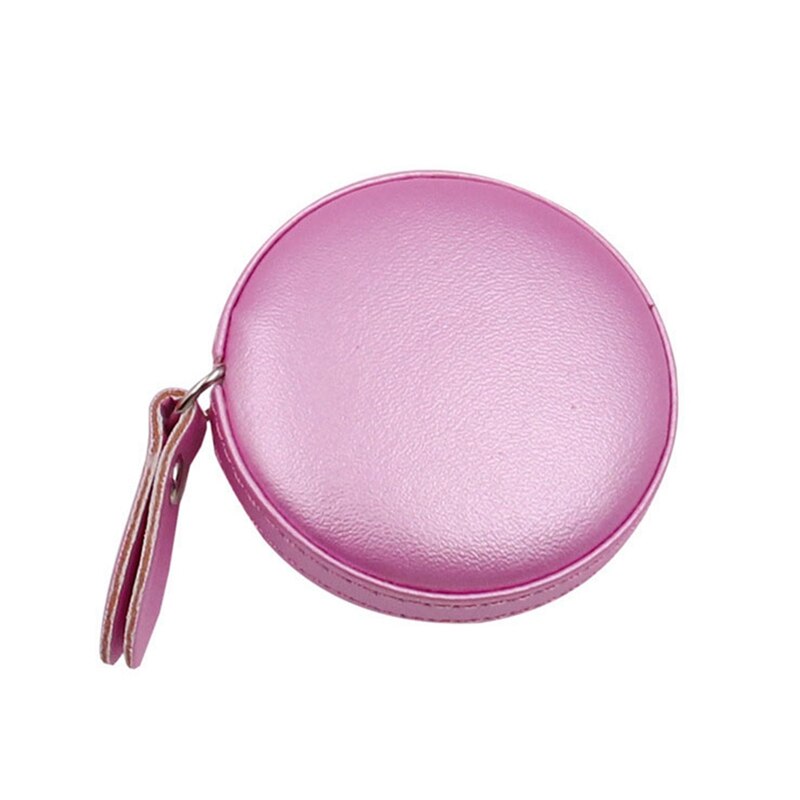 Measuring Tape Portable PU Leather Round Mini Tape Measures Retractable Ruler For Body Waistline Chest Circumference: Ivory