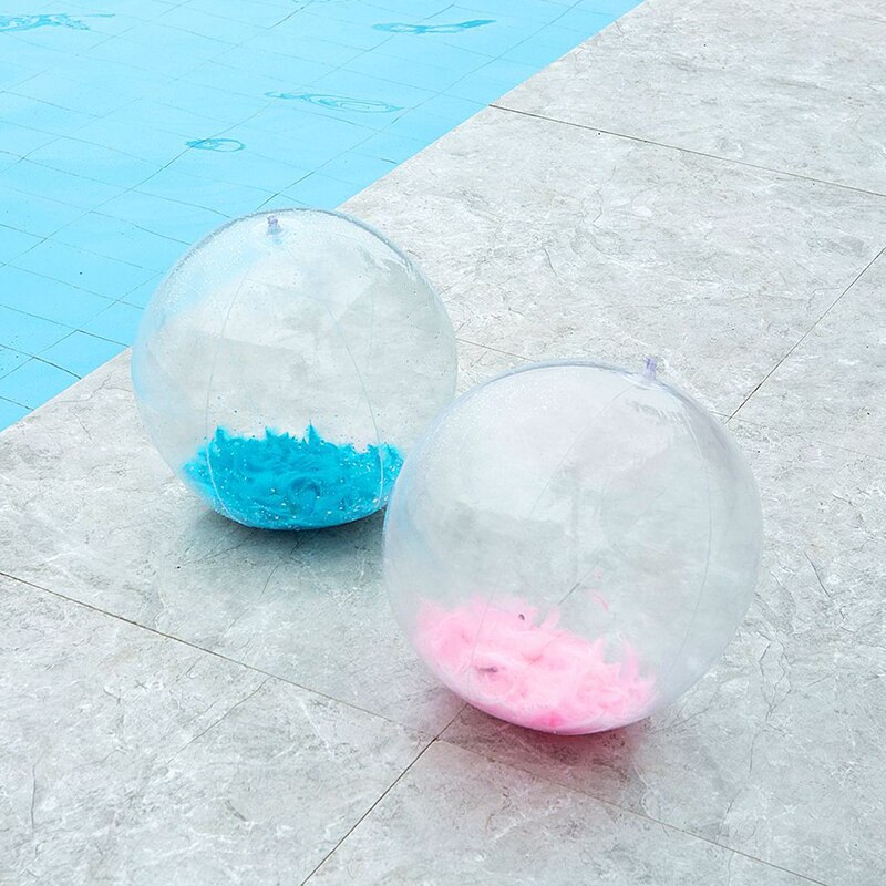 Piscina inflable de PVC transparente para niños, entretenimiento, pluma rosa, pelota de playa, Juguetes Divertidos para deportes al aire libre