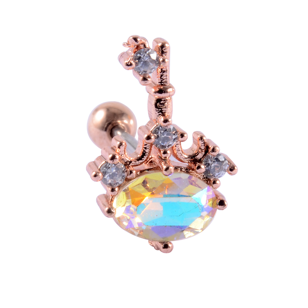 1PC Stainless Steel Multicolor Cz Tragus Cartilage Earrings Crystal Feather Ear Helix Tragus Earrings Lobe Piercing Jewelry 20G: Titanium Plated