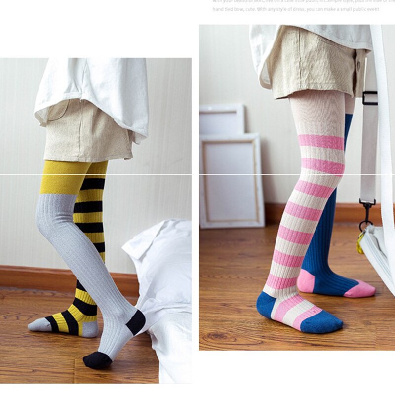 Pantimedias a rayas para niñas pequeñas, mallas de algodón de , pantalones tejidos, ropa de 1 a 8 años, primavera y otoño