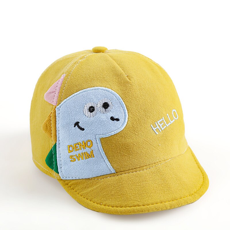 Cartoon Baby Baseball Cap Nette Dinosaurier Brief Kinder Baby Mädchen Jungen Sonnenhut Hut Frühling Sommer Kinder Kleinkind Strand Hut: yellow s