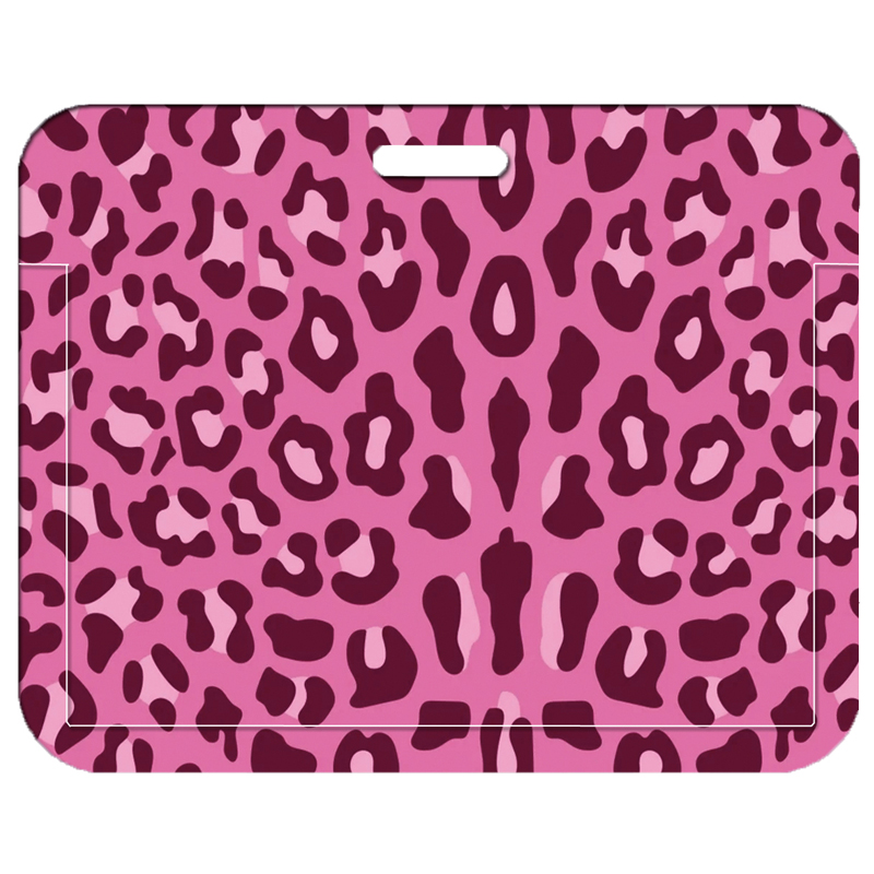 Leopard Women Name Card Cover Campus Card Bag Card Holder ID Card Case Vertical Style: wine red