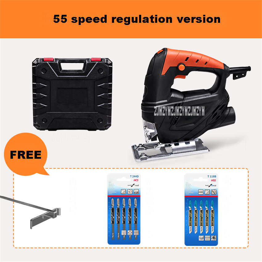 55 Speed Regulation Electric Jig Saw Portable Jigsaw Fret Saw Sweep Saw Handhold Curved Saw Household Woodworking Cutting Tool: Default Title