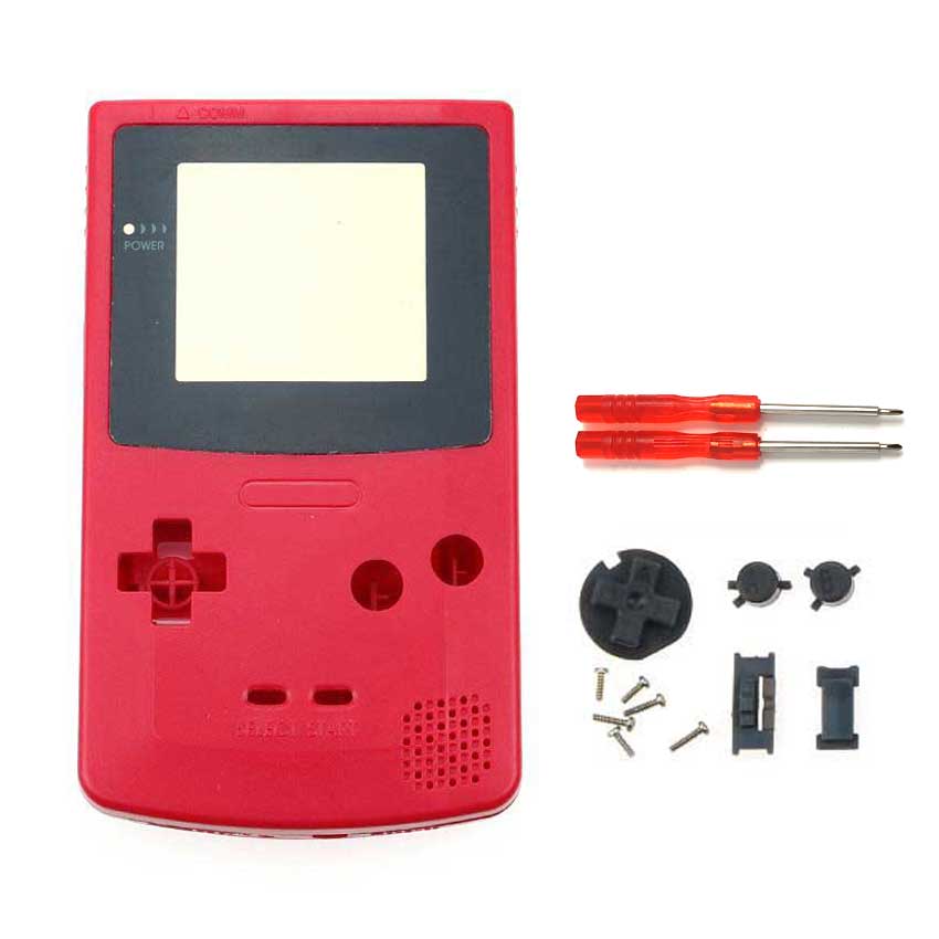 YuXi-pieza de repuesto de carcasa completa para Nintendo Game Boy, carcasa de consola GBC con herramientas: Rose Red