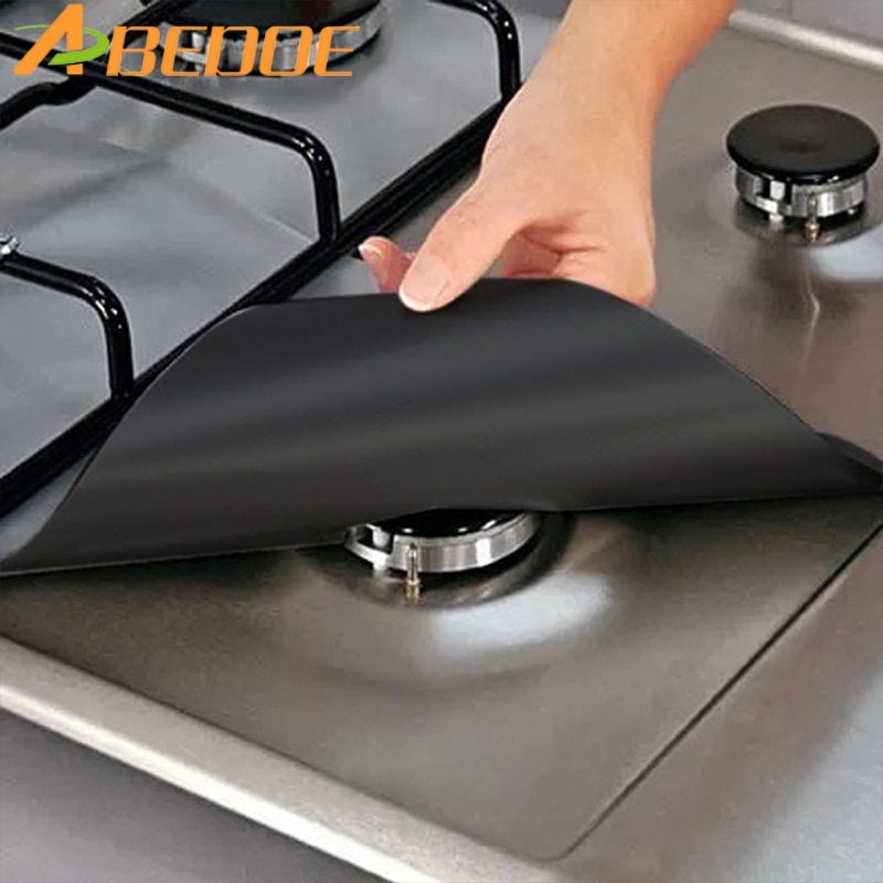ABEDOE 4pcs/set Reusable Non-stick Foil Gas Range Stovetop Burner Protector Liner Cover For Cleaning Kitchen Tools