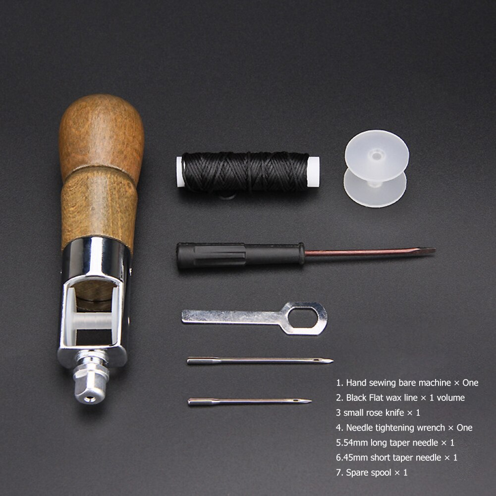 Leather Sewing Machine Manual DIY Luggage Wax Thread Needles Stitcher Leather Carving Sewing Craft Device Canvas Repair Tools