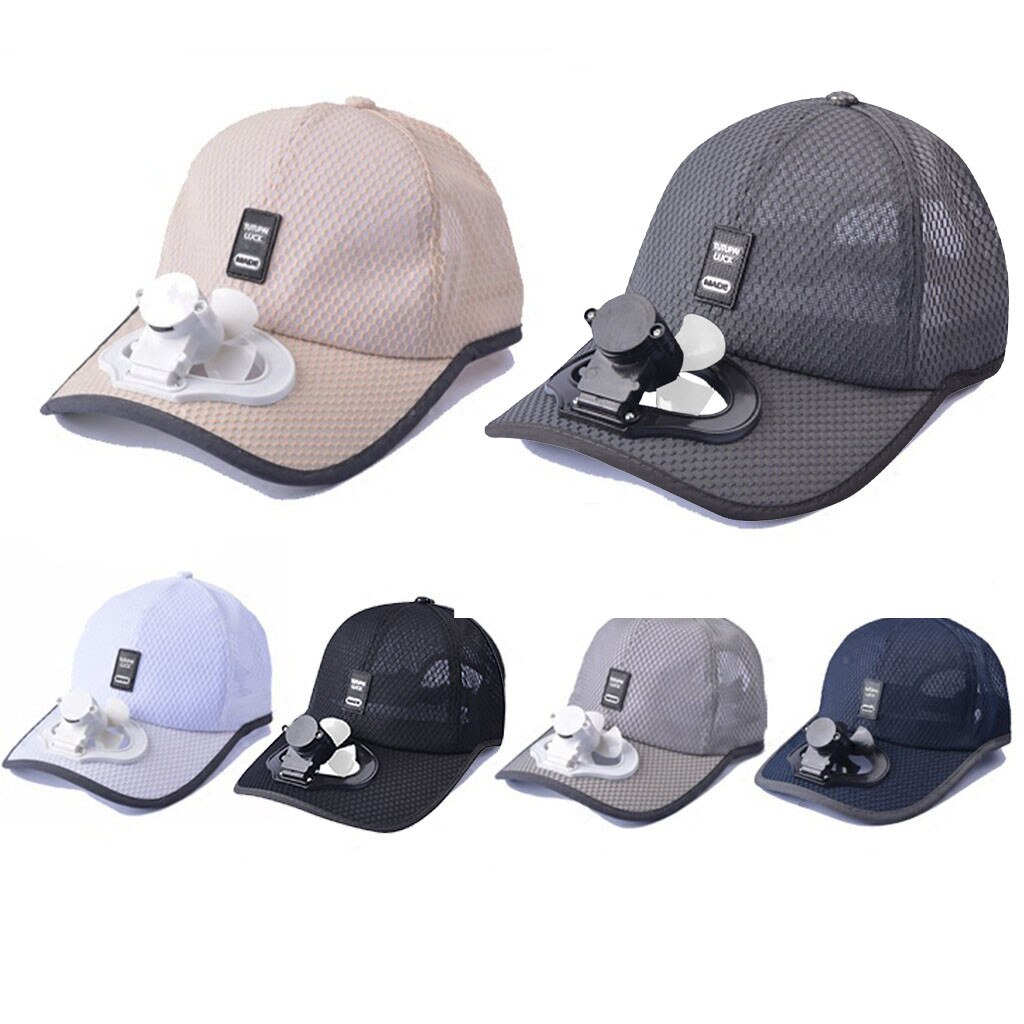 Novelty Unisex Hat Fan Cooling Camping Hiking Sport Summer Baseball Outdoor Travel Cap Cotton USB Charging Fan Sunscreen Cap