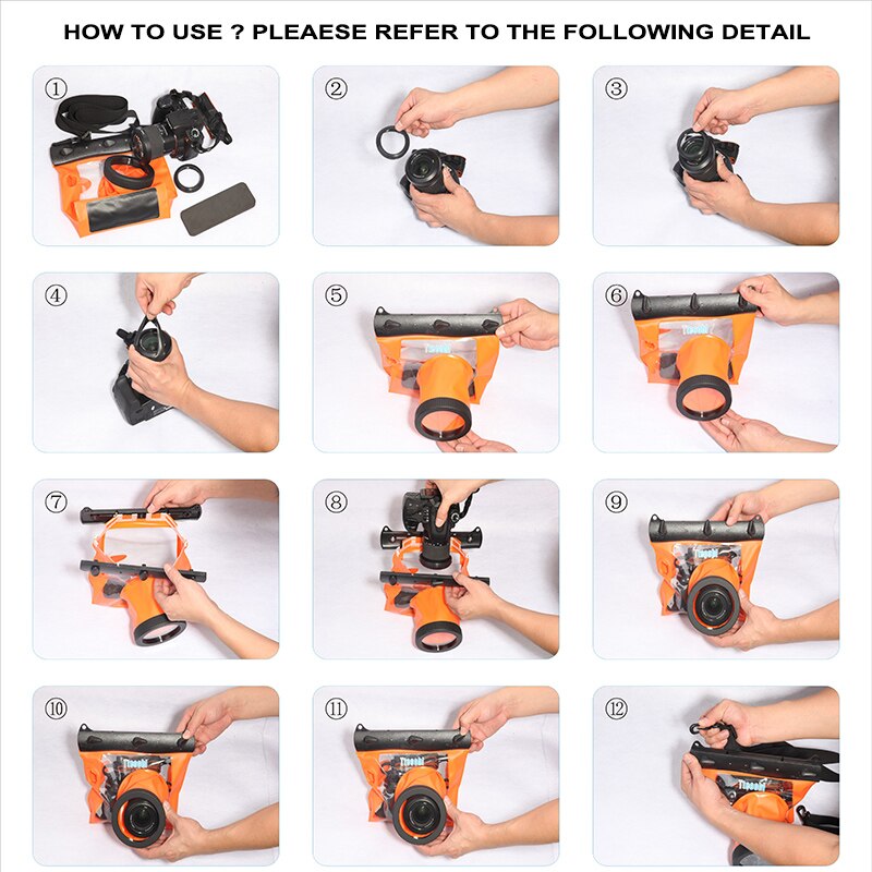 PB05-C-bolsa resistente al agua para cámara digital, bolso para cámara Digital réflex de una sola lente, resistente al agua para 20m