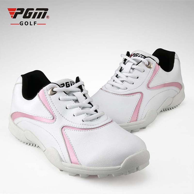 PGM Women Golf Shoes Outdoor Fixed Nail Women Golf Shoes Lady Waterproof Golf Training Sneakers Sports Shoes: Pink / 38