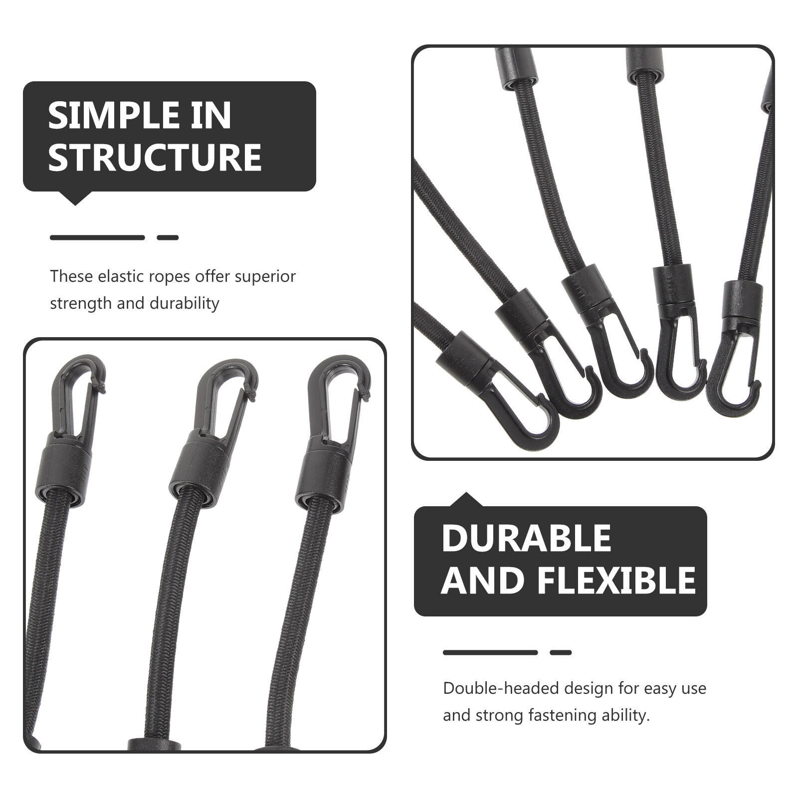 5 Pcs Strapping Small Hook Rope Mini Bungee Cords Elastic Band Portable Outdoor Supply Camping Pom Mini Accessories
