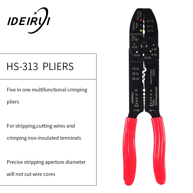 Alicates de prensado multiherramienta, combinación de terminales eléctricos, pelacables de corte, Alicates eléctricos, FS-051,: HS-313