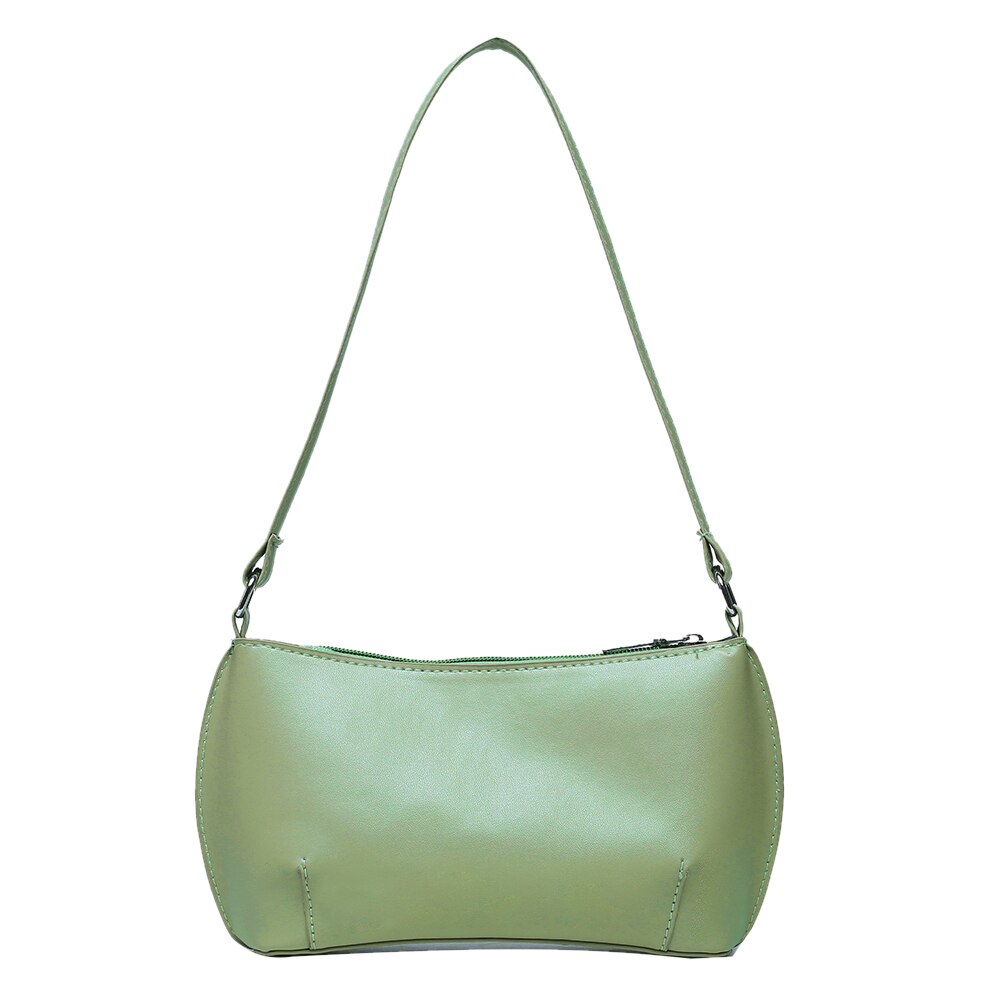 Simple sac à main pour femme en polyuréthane classique Texture délicat Chic couleur unie femme décontracté sous les bras épaule fourre-tout sacs: green