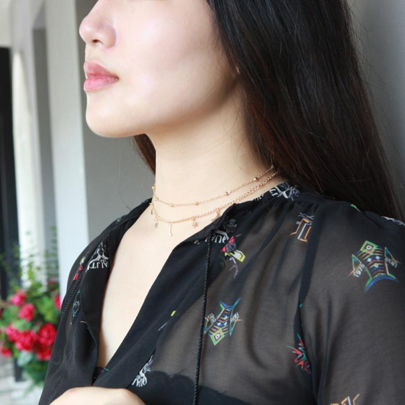 1 Pcs Wanita Pesona Multi-Layer Moon Stars Lady Choker Women Necklace For Lover Clothing Accessories