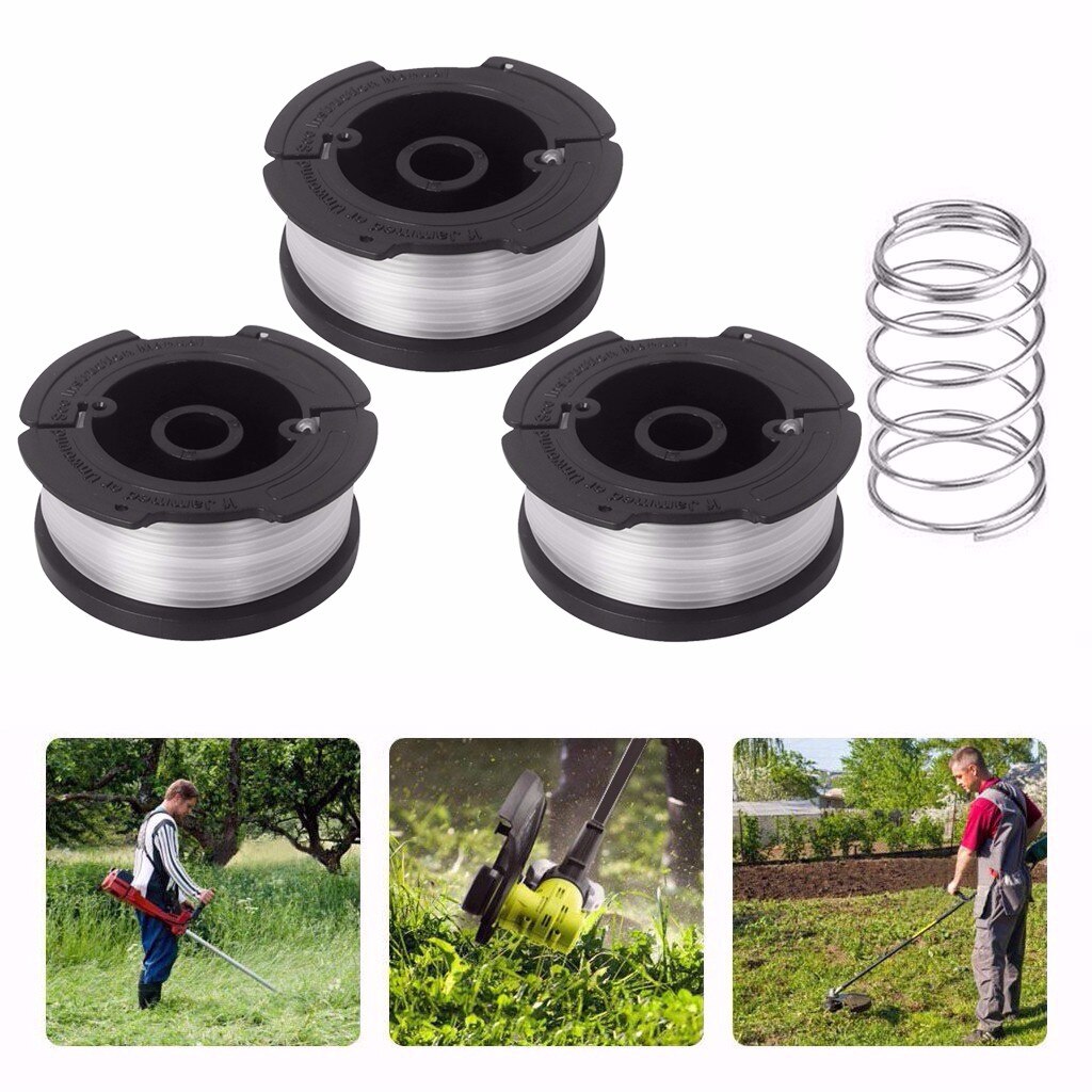 3Pcs 30ft trimmer line For Black For Decker String Trimmer Replacement Parts AF-100-3ZP Spool Line + 1pc spring