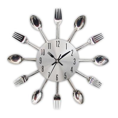 Large Wall Clock For Kitchen Knife And Fork Spoon Clocks Stainless Steel Modern Living Room Quartz Home Watches: D