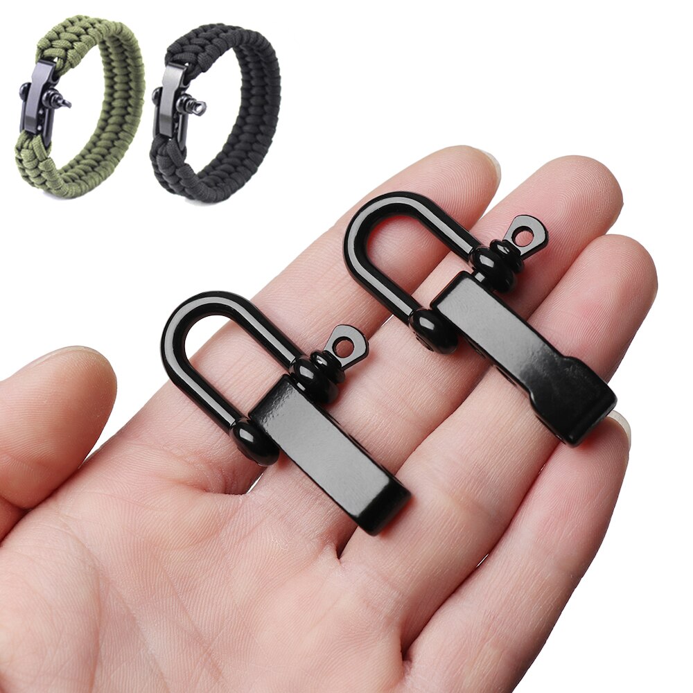 1Pcs Zwart U Anker Shackle Schroef Pin Paracord Armband Gesp Outdoor Survival Touw Accessoires Paracord Armband Onderdelen