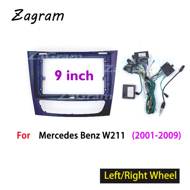 Cable de salpicadero para coche Mercedes Benz W211, 9 pulgadas, 2 Din, Panel, reproductor de Cd y Dvd, marco de Audio, Kit de montaje, 2001: SET B