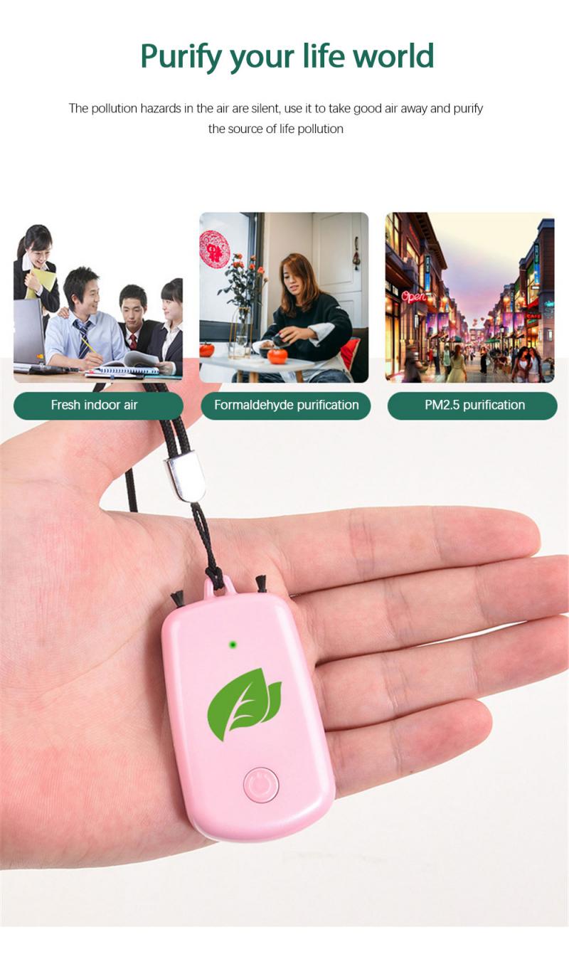 Portable Wearable Air Purifier Personal Mini Air Necklace Negative Ion Low Noise Portable Air Freshener Car Accessories