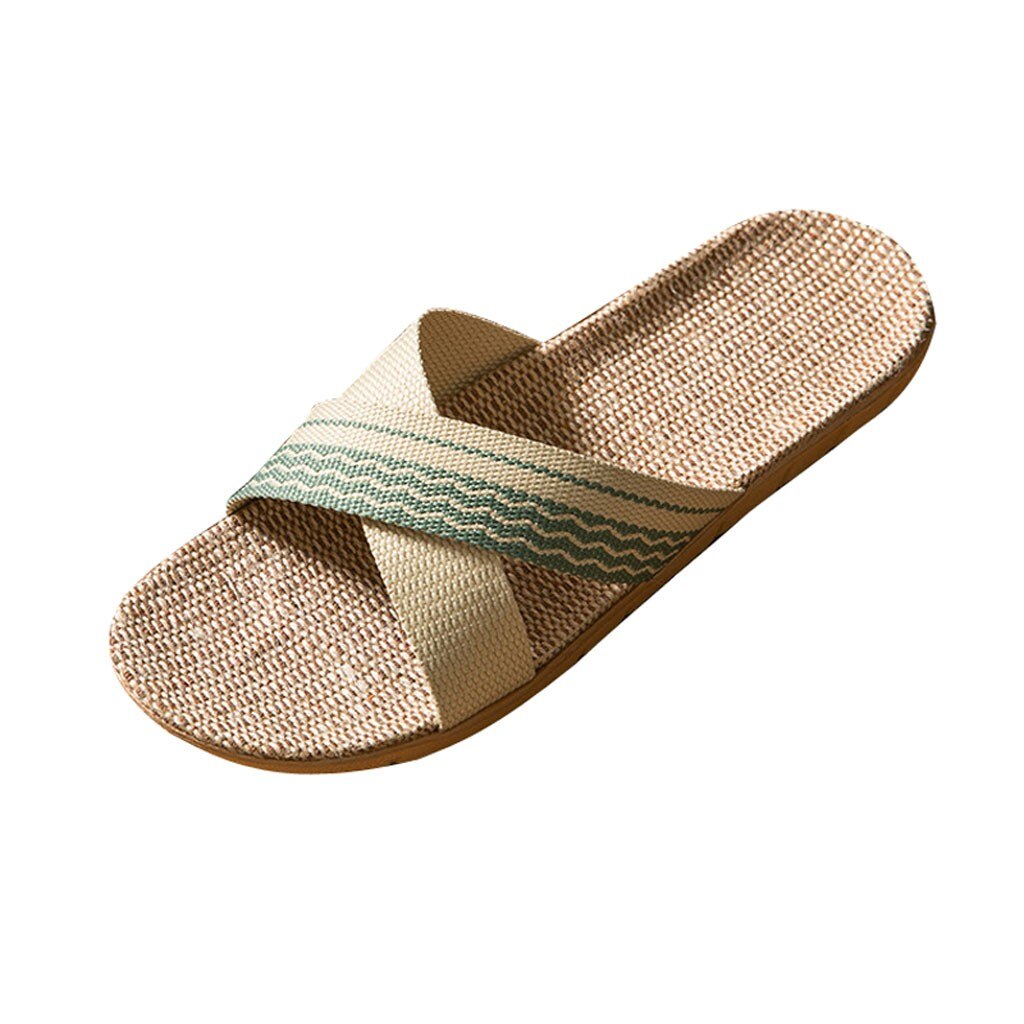 Zapatillas de verano para mujer, zapatillas de Interior para pareja en casa, zapatillas de lino cruzadas para diario, zapatillas para la familia Unisex, material de A50