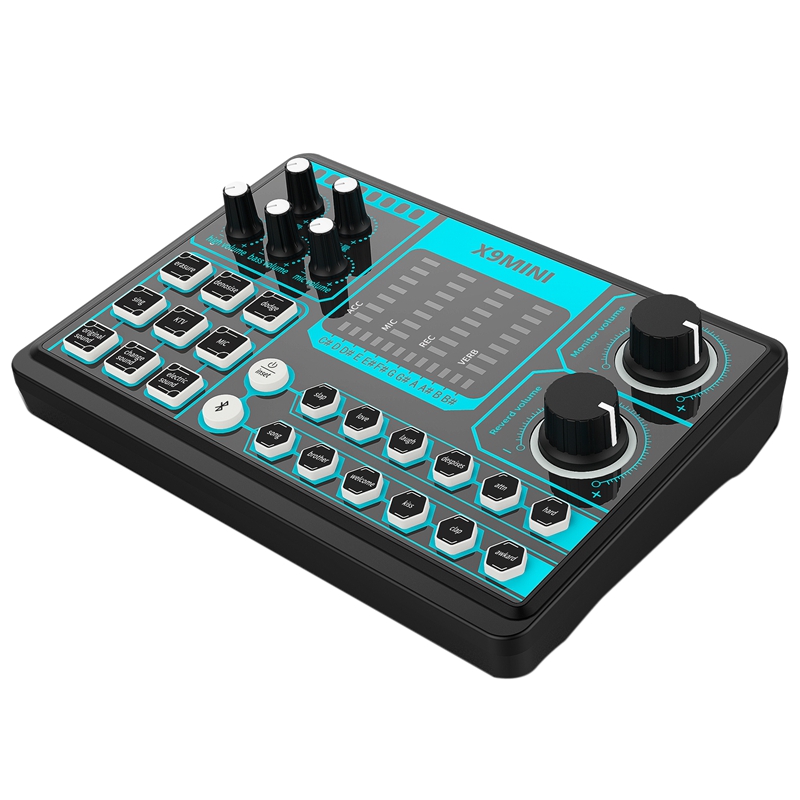V9 Bluetooth Sound Card Stereo Audio Mixer with Effects and Voice Change for Computer Game Mobile Phone Live Broadcast