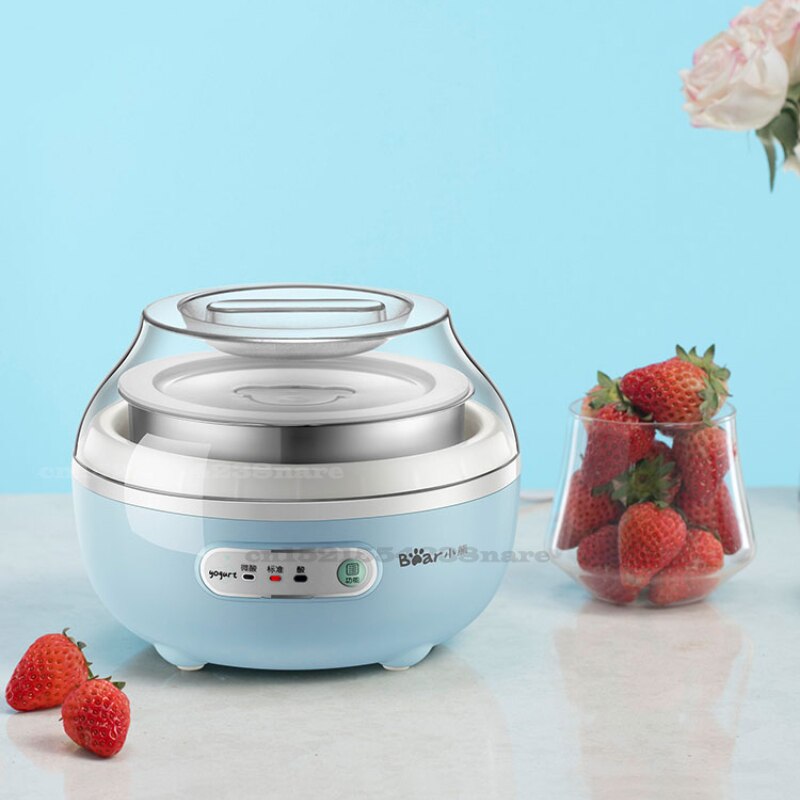 22%, thuis Automatische Yoghurt Machine Mini Yoghurt Maker Rvs Pot Siliconen Yoghurt Deksels 3 Gear Met 4 Keramiek Yoghurt Cup: blue / EU