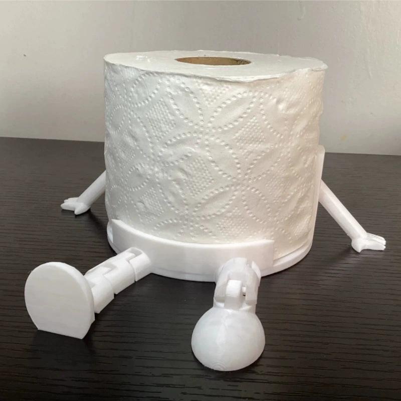 Novelty Toilet Paper Roll Stand 3d Printing Sitting People Paper Towel Holder Home Decoration Ornaments Bathroom Accessories: WHITE