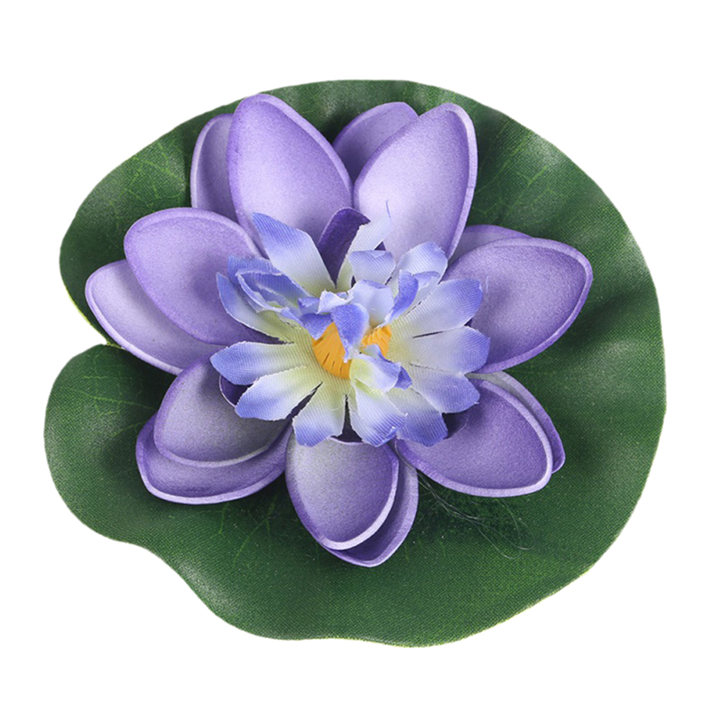5 stk kunstig lotus åkande flydende blomsterdam tank plante blad ornament 10cm hjem bryllup havedam pool dekoration: Blå (5pc)
