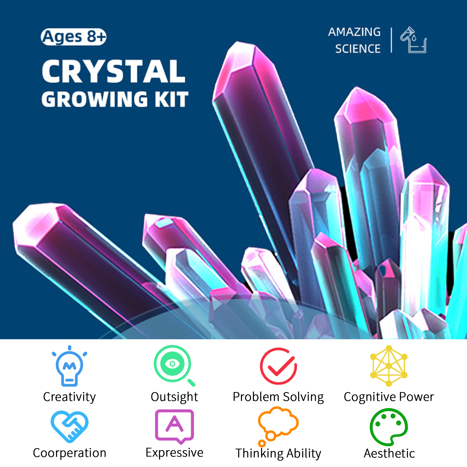 Crystal Growing Kit STEAM Chemical Science Experiment Educational Craft DIY Projects Kits Lab Experiment